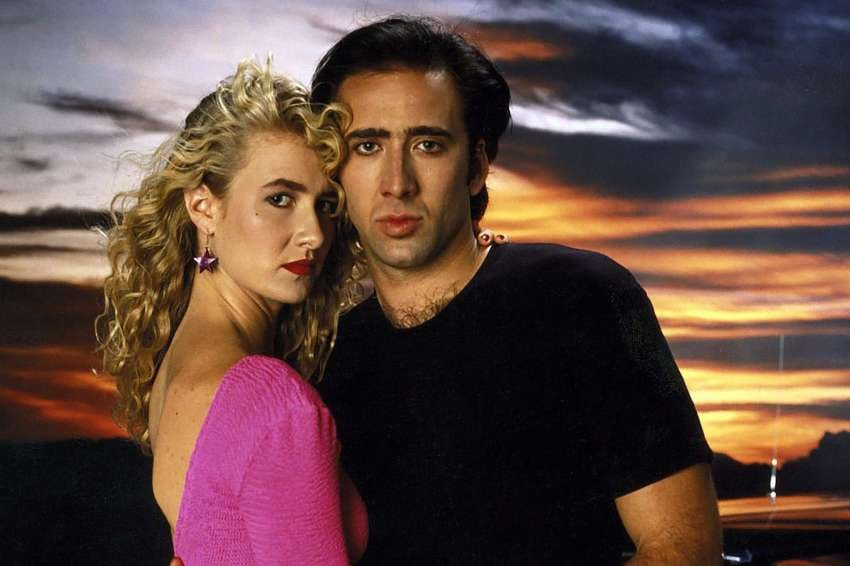 
    Dern junto a Nicholas Cage en "Wild at Heart" (1990), de David Lynch.
   