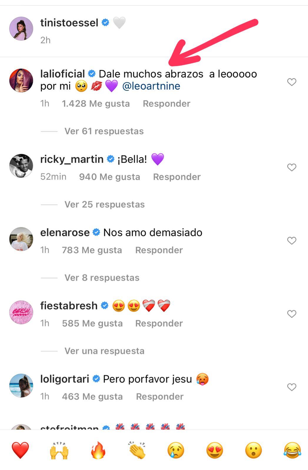 El comentario de Lali Espósito en la foto de Tini Stoessel.