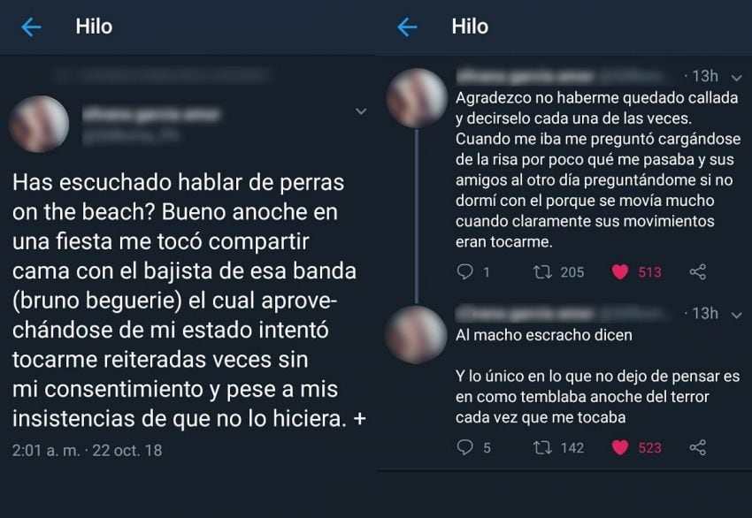 
Las capturas que circulan en Twitter. La joven luego borró los mensajes.
