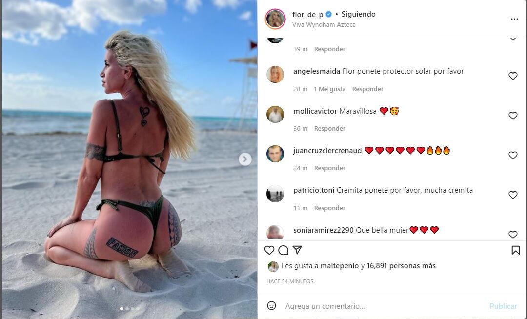 Florencia Peña sensual desde las playas de México.