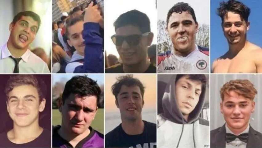 
    Los diez rugbiers acusados de matar a Fernando Báez Sosa (19).
   