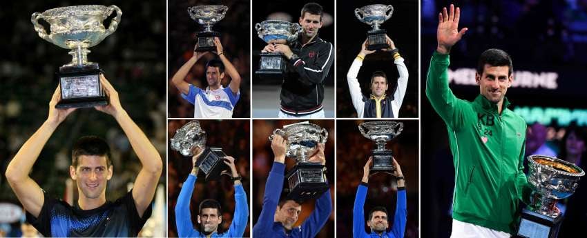 
Las ocho veces que Novak se consagró en Australia.  | AFP
   