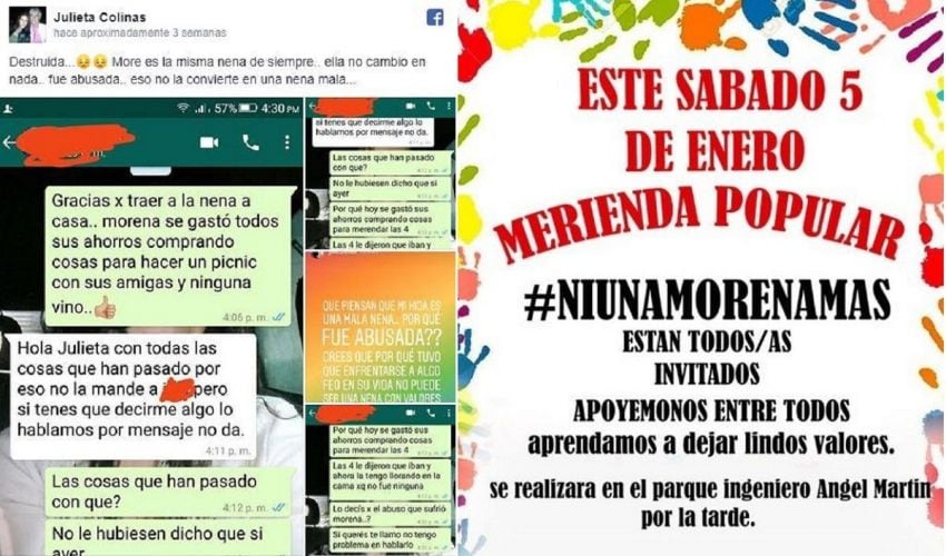 
    Izquierda: el chat que mantuvo Julieta con la mamá de una amiga de Morena. Derecha: la iniciativa solidaria de los vecinos.
   