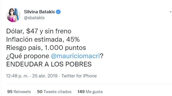 El archivo de Silvina Batakis, nueva ministra de Economía, en Twitter (Captura)