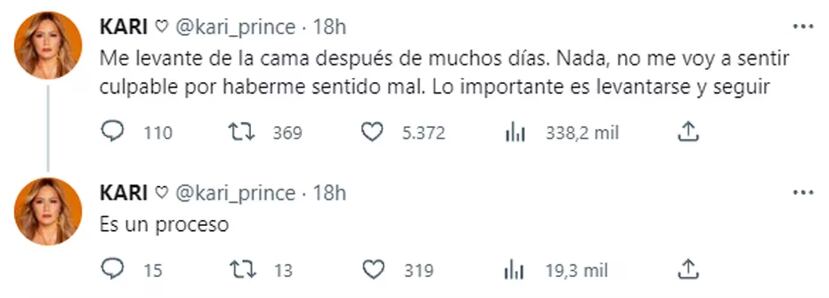 Karina reflexionó sobre su estado de ánimo. Foto: Twitter/@kari_prince