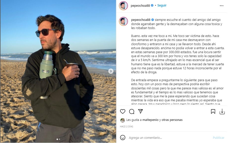 Pepe Ochoa, el ¿amigo? de Fede Bal y Laurita Fernández fue víctima de un tremendo robo