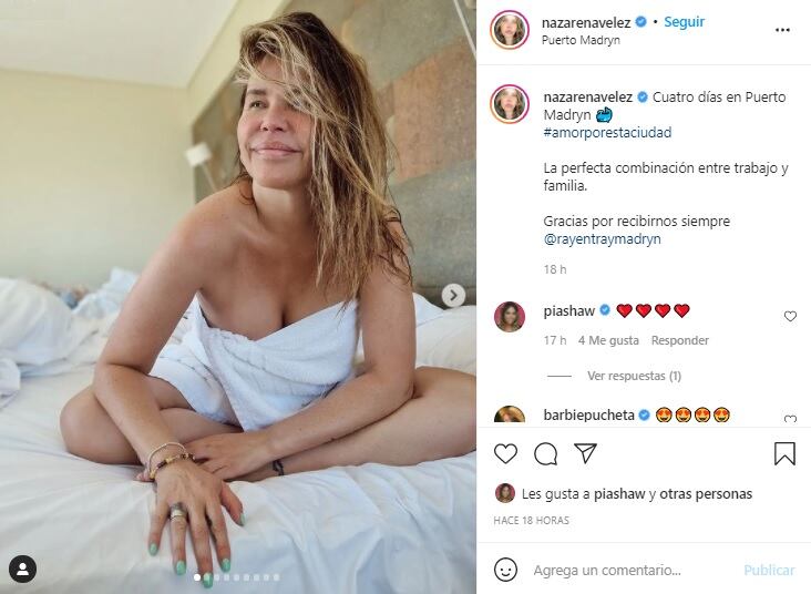 Nazarena Vélez, sensual en toalla y recién salida de la ducha