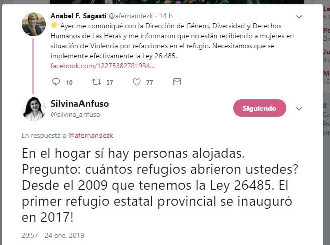 
La respuesta de Silvina Anfuso por Twitter
