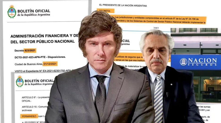 Denuncian también que la administración de Milei no derogó, hasta ahora, el decreto de Alberto Fernández que le abría el negocio de los seguros estatales a conocidos suyos. Imagen: Infobae