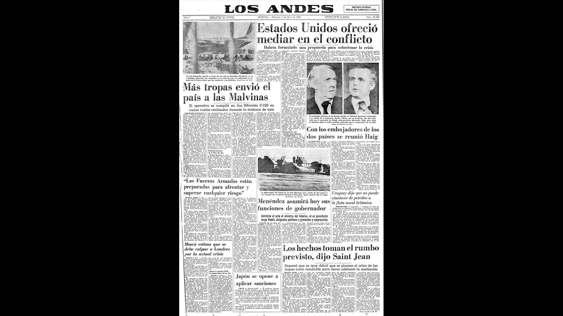 Un recorrido día a día por las portadas del medio más importante de Mendoza, para conocer el pulso diario de la guerra que enluteció a todo el país.