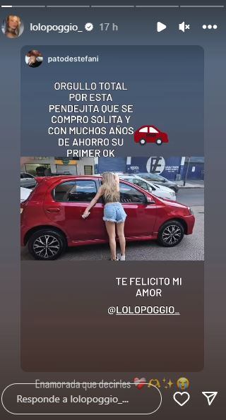 La menor de las hermanas de Julieta Poggio se compró su primer auto.