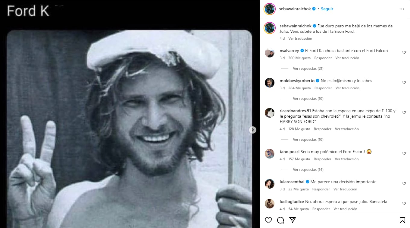 Los memes de Harrison Ford que hizo Sebastián Wainrach