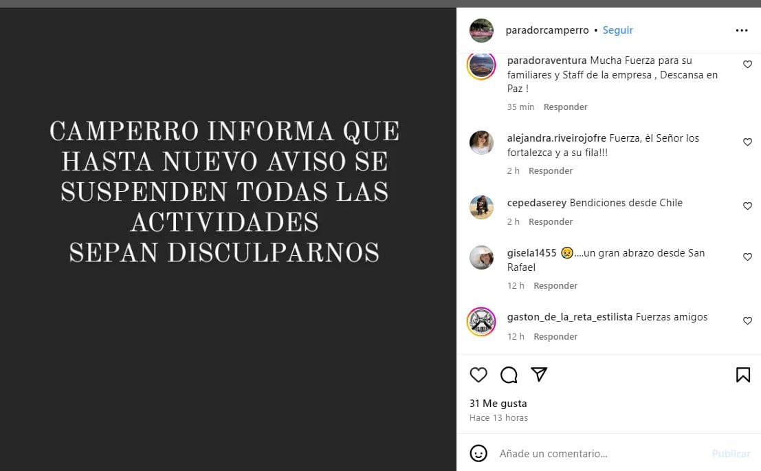 Dolor en las redes por la muerte de Ciro Cottier, el joven que hacía rafting en el río Mendoza (Instagram)