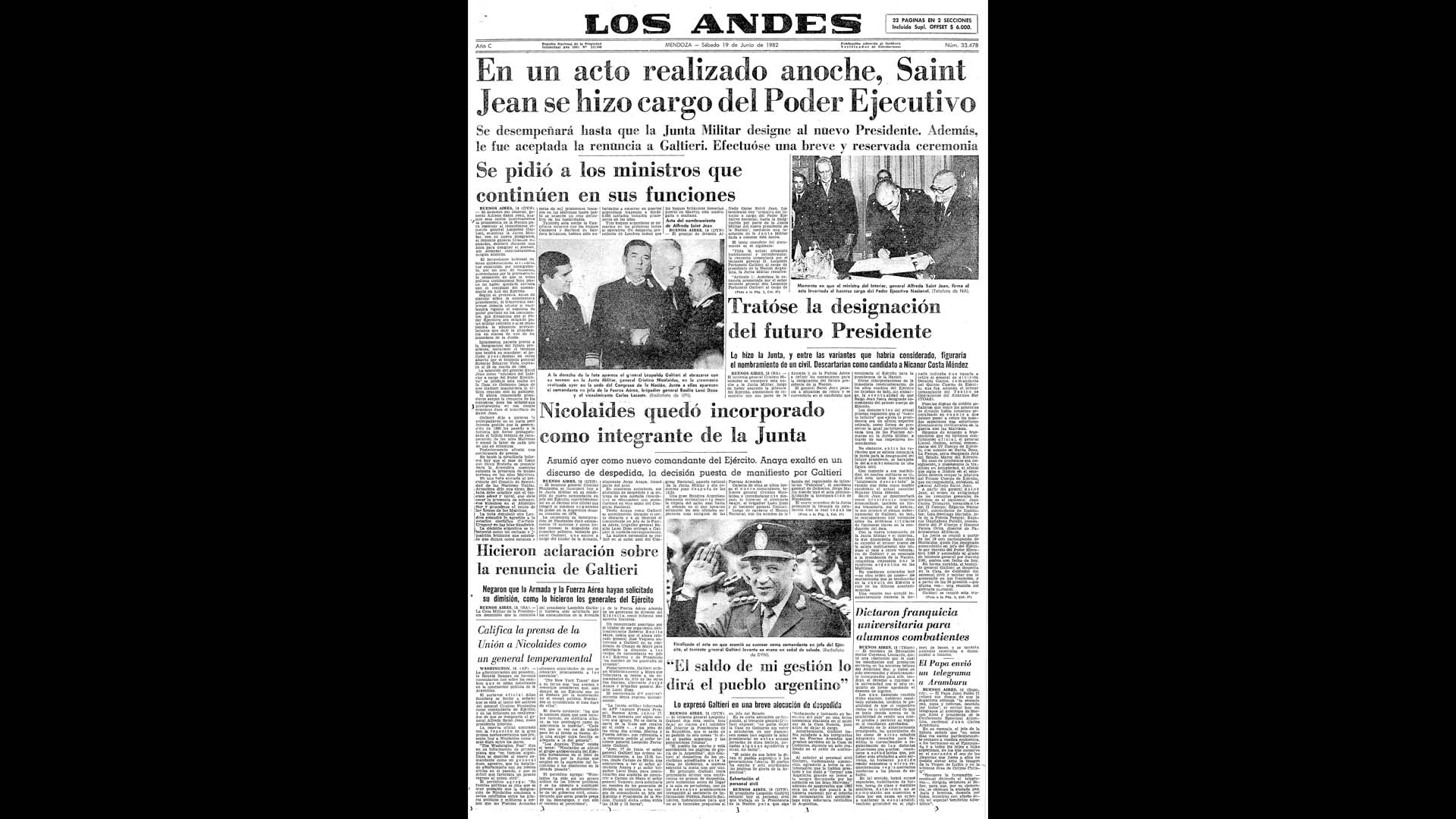 Un recorrido día a día por las portadas del medio más importante de Mendoza, para conocer el pulso diario de la guerra que enluteció a todo el país.