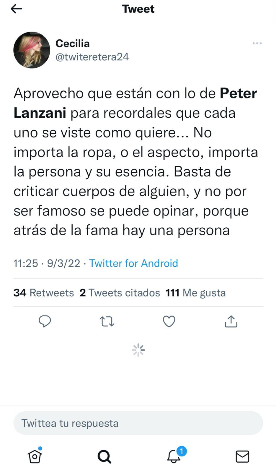 Críticas y defensa a Peter Lanzani en Twitter por su aspecto físico.