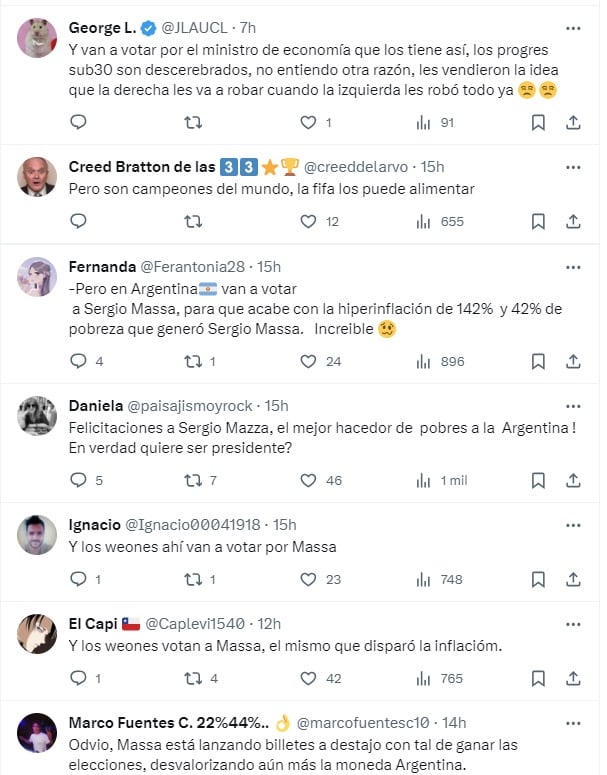 Burlas de chilenos por la inflación de Argentina y el balotaje (X)