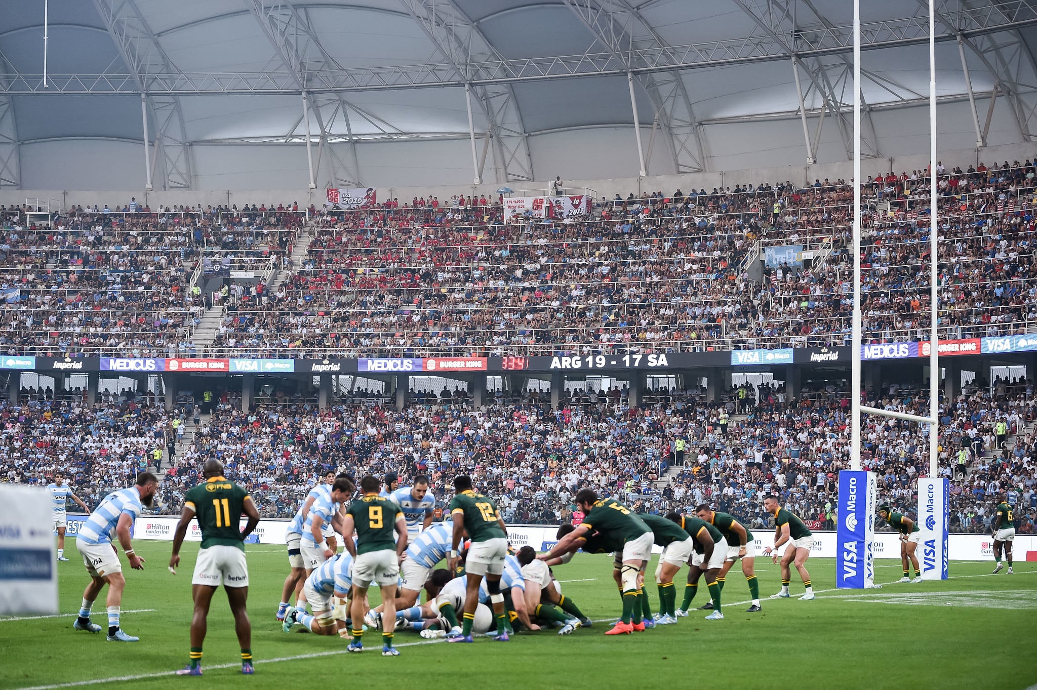 Los Pumas enfrentaron a Sudáfrica por el Rugby Championship en Santiago del Estero. (Prensa UAR)