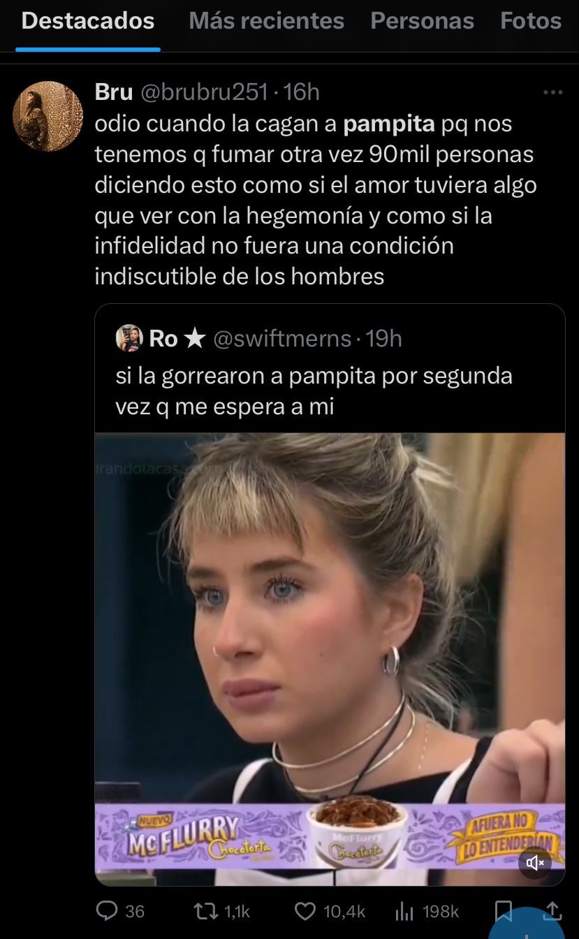 Los memes tras la noticia de la separación de Pampita y Roberto García Moritán. Captura de X.