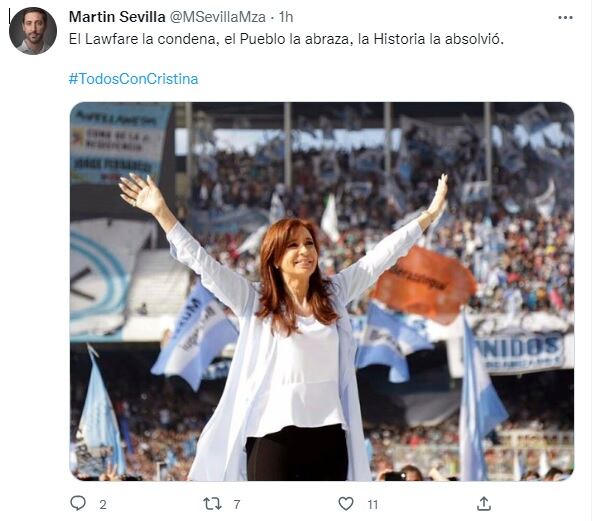 Mensaje apoyo a CFK