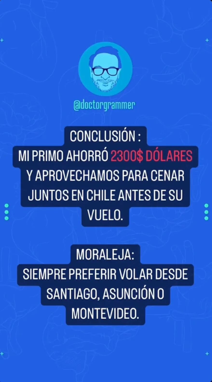 Reveló en las redes la estrategia con la que le hizo ahorrar US$2300 en pasajes a su primo. Foto: Instagram