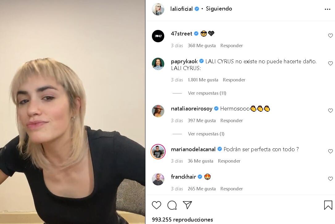 Así quedó el nuevo look de Lali Espósito ni bien le terminaron de cortar el cabello.