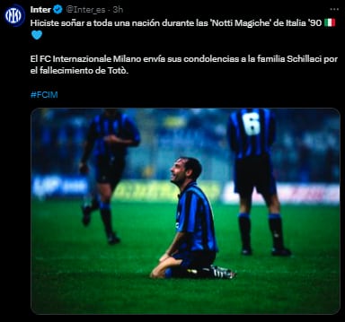 El sentido homenaje del Inter de Milan a Schillaci