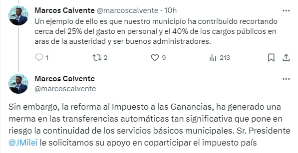 Marcos Calvente, intendente de Guaymallén, se refirió a la coparticipación.