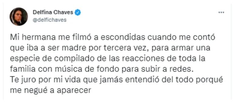 Tweet de Delfina Chaves