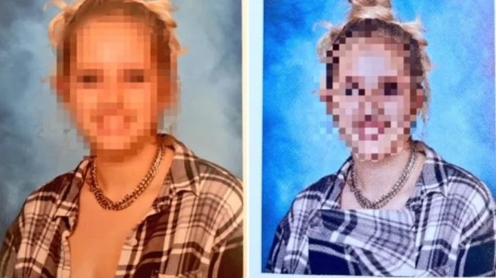 Las fotos editadas por la escuela y que provocaron la indignación de las alumnas y sus familias.