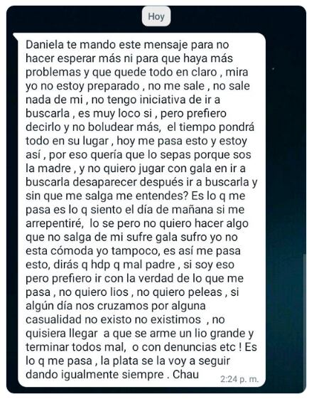 El hombre le pidió a su ex no hacerse más cargo de su hija y decidió no verla más.