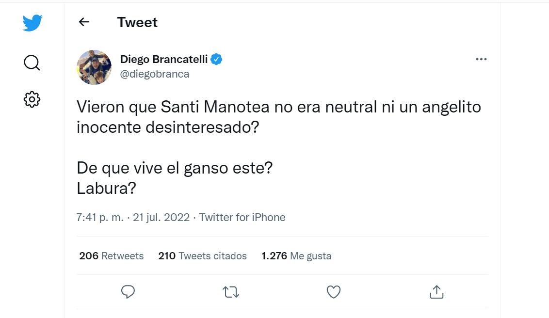 Diego Brancatelli ninguneó a Santi Maratea y lo trató de vago.