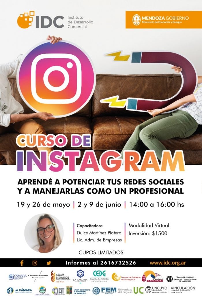 El Ministerio de Economía y Energía, a través del Instituto de Desarrollo Comercial (IDC), anunció el lanzamiento de una capacitación sobre Instagram orientada a pequeños y medianos comerciantes mendocinos.