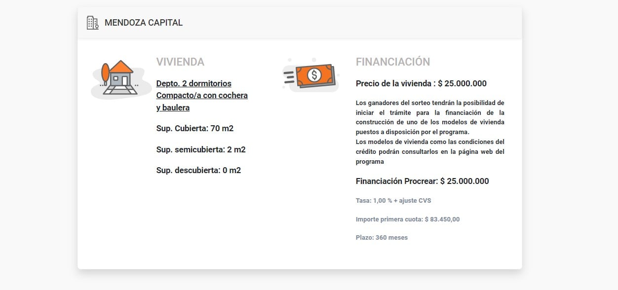 Procrear II: opción de vivienda en Capital. Simulación con ingresos conjuntos de $400.000 (dos personas, $200.000 cada uno).