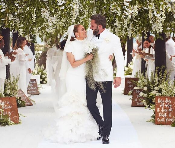 Jennifer Lopez y Ben Affleck en su boda.