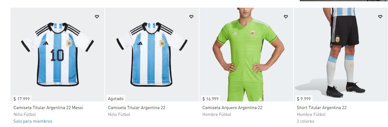 El precio de la camiseta Argentina presentó un aumento