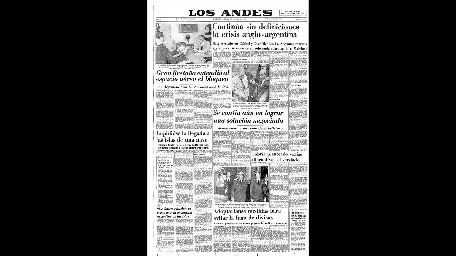 Un recorrido día a día por las portadas del medio más importante de Mendoza, para conocer el pulso diario de la guerra que enluteció a todo el país.