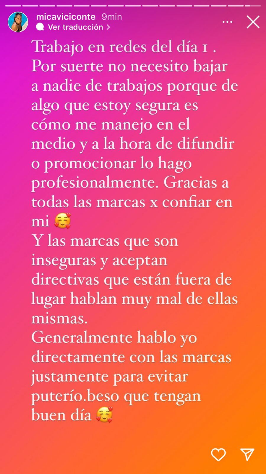 Mica Viciconte desmintió un supuesto conflicto con Nicole Neumann.