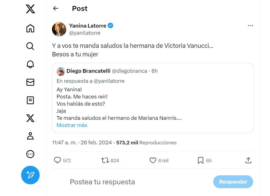 El tremendo ida y vuelta de Yanina Latorre y Diego Brancatelli. Captura de pantalla.