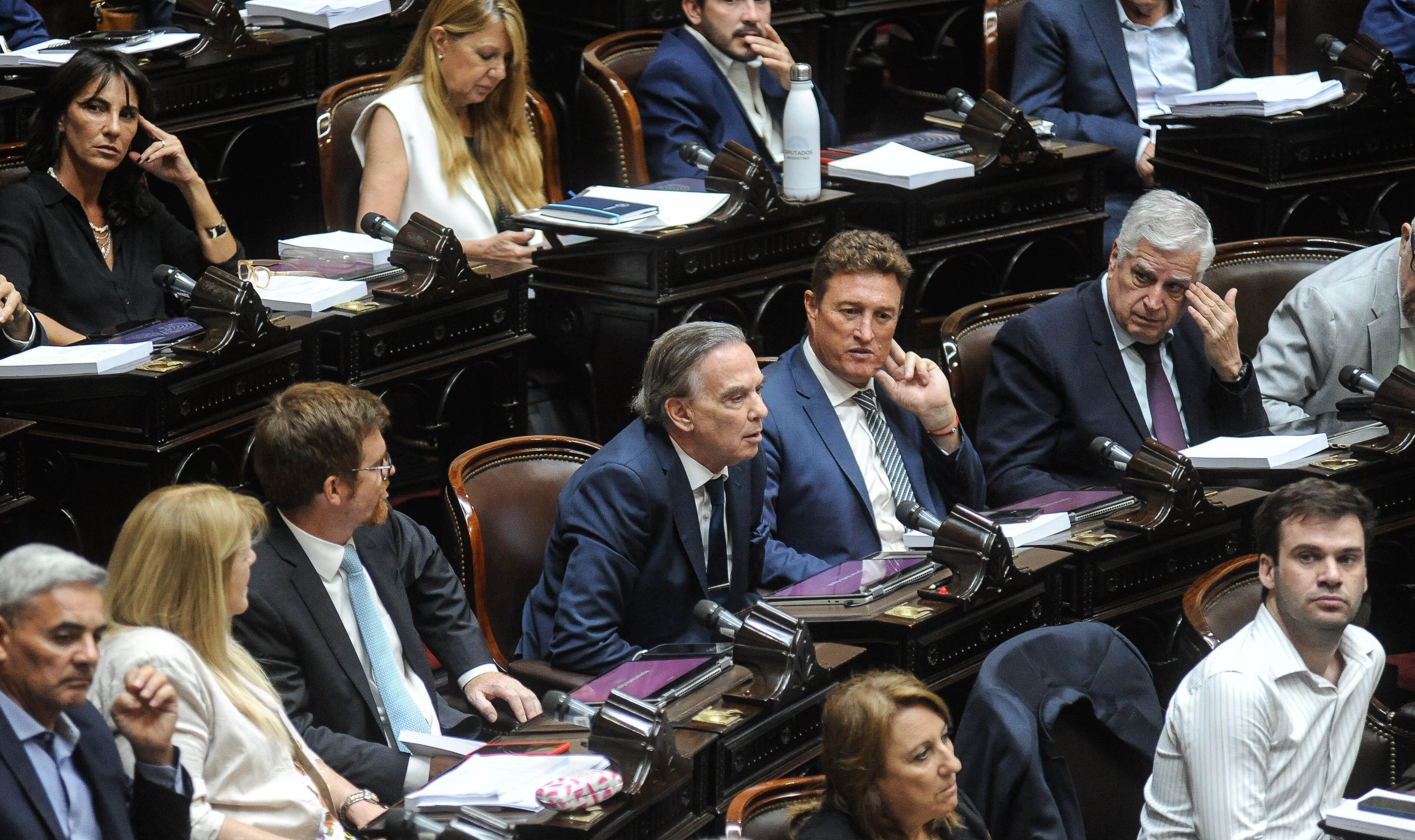 Bloque Hacemos Coalición Federal Miguel Angel Pichetto, Carlos Gutiérrez, Ignacio Aresca, Natalia De La Sota y Nicolás Massot en la sesión de Diputados que debatió la Ley Omnibus. Foto: Federico Lopez Claro