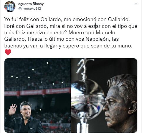 La adoración del hincha de River para con Marcelo Gallardo será eterna. / Gentileza.