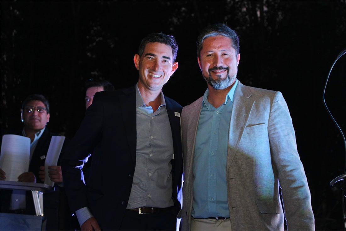 60° Aniversario de la Cámara de Comercio de Tunuyán.  Diego Stortini y Daniel Gallardo.  Foto: Nicolás Guevara. 
