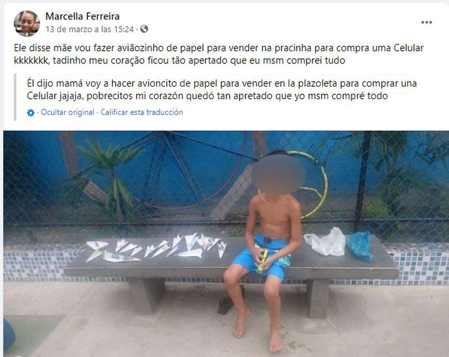 El posteo de la madre de este chico que conmovió con su historia a los usuarios de la red. Foto: Facebook