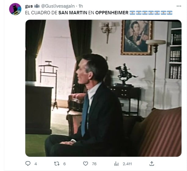 Memes por el cameo de San Martín en la película "Oppenheimer" (2023) / Twitter