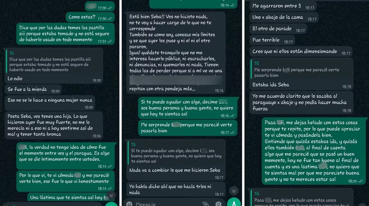 Los chats entre la denunciante y Sebastián Sosa