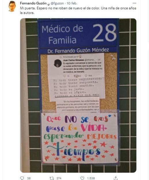 Una nena le dejó un tierno mensaje a un médico y se hizo viral en las redes.