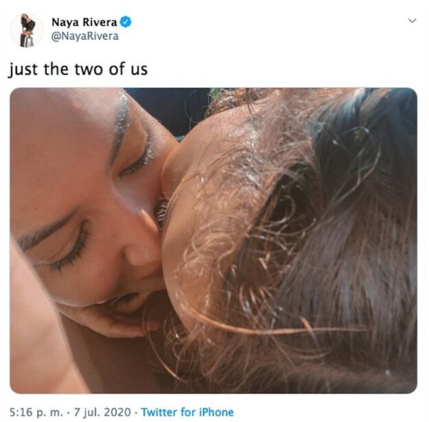 Naya Rivera y su mensaje en Twitter.