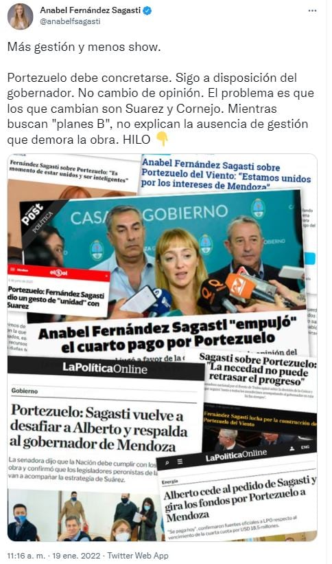 Anabel Fernández Sagasti sobre Portezuelo del Viento