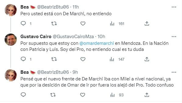 Publicación de Gustavo Cairo en Twitter