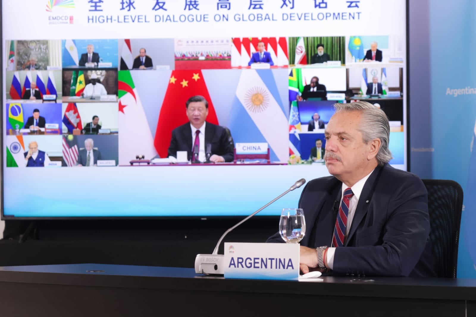 Alberto Fernández, ante líderes de los Brics.