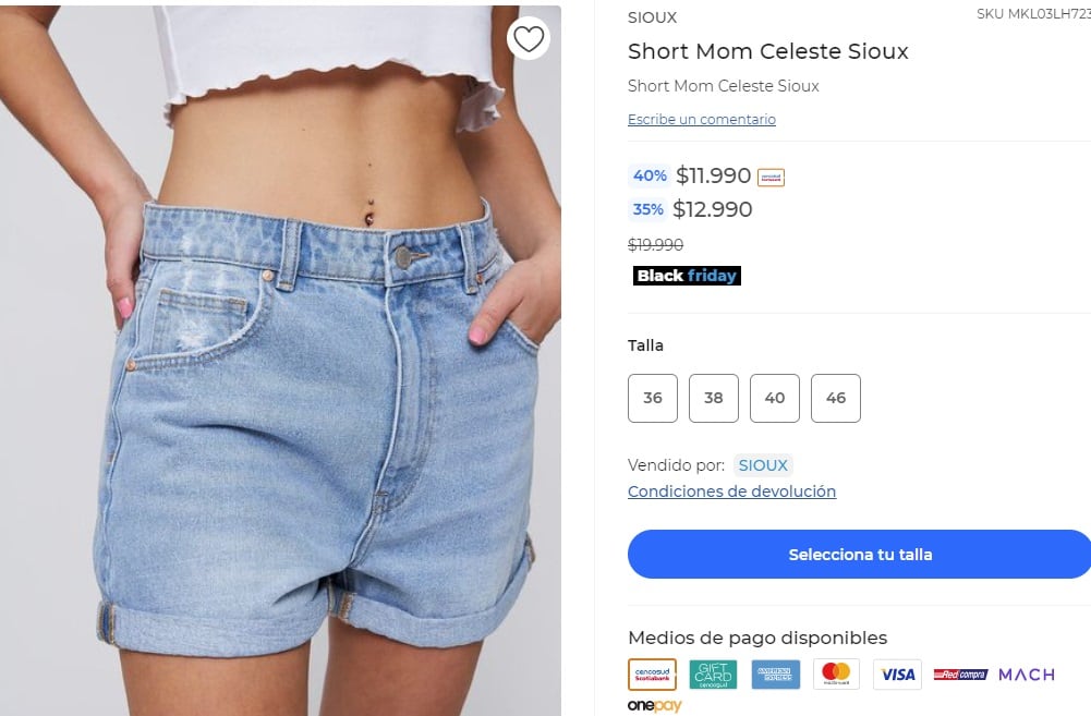 Short jean mujer (París)